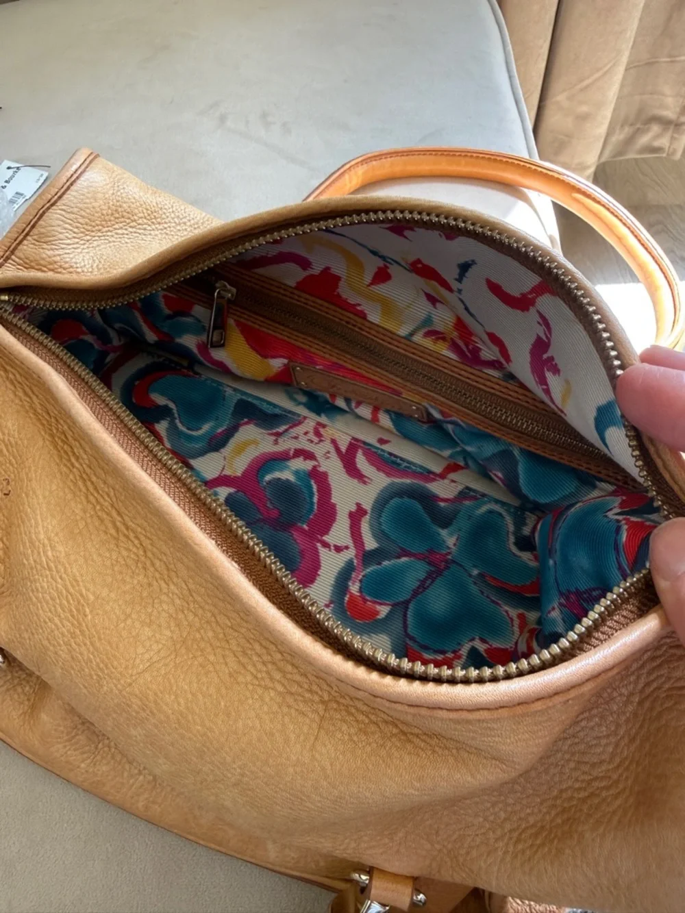 Vintage Tre Vero‎ Caramel Leather Top-Handle Shoulder Bag